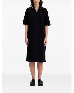 Fred Perry Logo-Embroidered Polo Midi Dress - Black