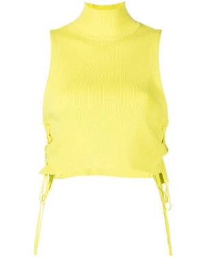 ROKH Lace-up Detail Vest Top - Yellow