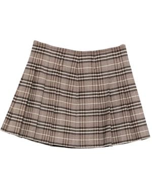 Seventy Plaid Pleated Mini Skirt - Brown