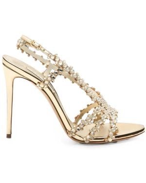 Casadei Julia C-Love Crystal-Embellished Sandals - Metallic