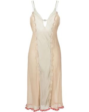Fendi Chiffon Midi-Jurk - Naturel