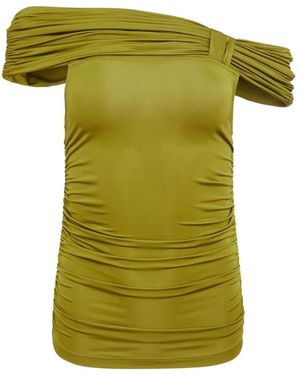 Toccin Teagan Off-Shoulder Ruched Top - Green