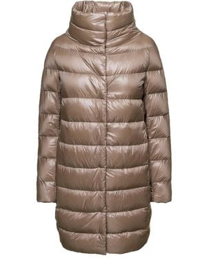 Herno Dora Funnel Neck Padded Down Coat - Natural