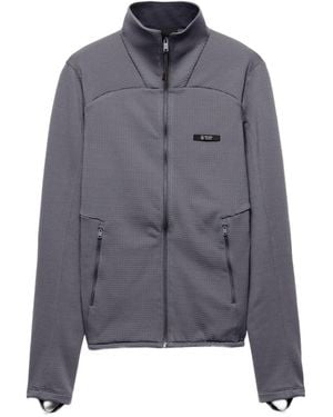 Prada Logo-Patch Zip-Fastening Jacket - Gray