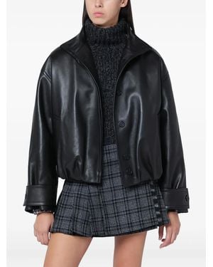 DURAZZI MILANO Leather Bomber Jacket - Black