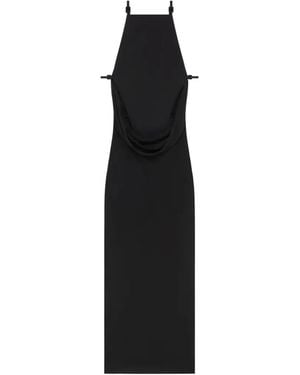 Courreges Draped Crepe Long Dress - Black