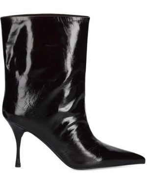 Jeffrey Campbell Patent-Finish Pointed-Toe Ankle Boots - Black