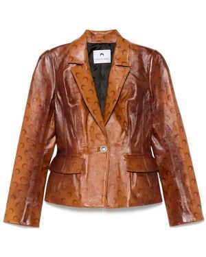 Marine Serre Moon-Airbrushed Leather Jacket - Brown