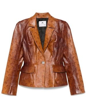 Marine Serre Moon-Airbrushed Leather Jacket - Brown