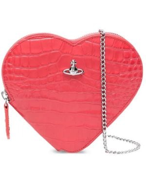 Vivienne Westwood Heart-Shape Croc-Effect Crossbody Bag - Pink