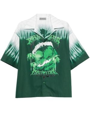 Balenciaga Graphic-Print Shirt - Green
