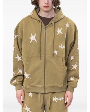 Kidsuper Patchwork Star-Appliqué Hoodie - Green