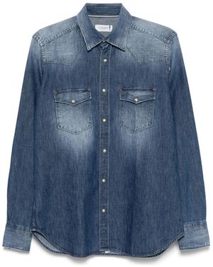 Tintoria Mattei 954 ウォッシュド デニムシャツ - ブルー