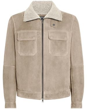 ZEGNA Giacca Con Colletto Shearling - Neutro