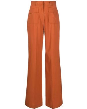 Fay Pressed-Crease Palazzo Pants - Orange