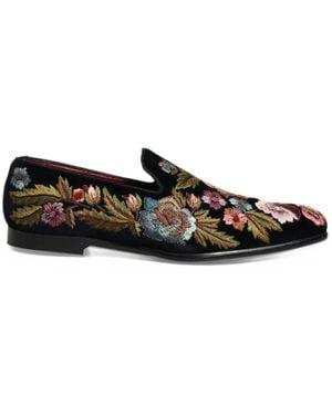 Dolce & Gabbana Mocassins En Velours À Fleurs Brodées - White
