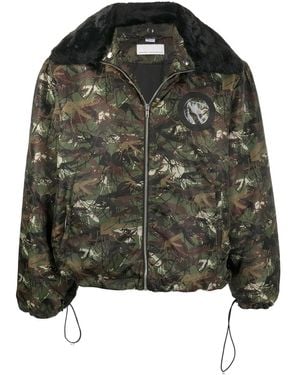 Random Identities Chaqueta con motivo militar y capucha - Negro