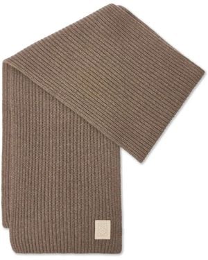 Loewe Ribbed Logo-Plaque Scarf - Brown