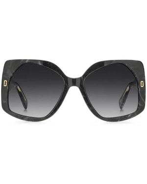 Marc Jacobs Marble-Effect Geometric-Frame Sunglasses - Black