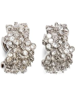 Jil Sander Zircon-Embellished Hoop Earrings - White