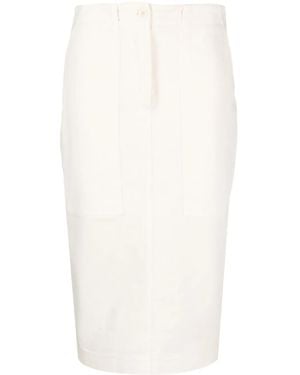Nude High-Waisted Cotton-Blend Skirt - White