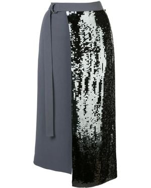 Tibi Falda Cruzada Con Lentejuelas - Negro