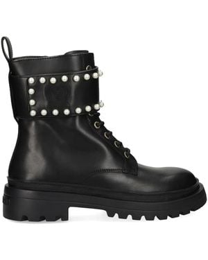 Love Moschino Faux-Pearl Combat Boots - Black