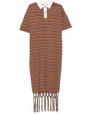 Nanushka Farid Fringed Striped Midi Dress - Brown