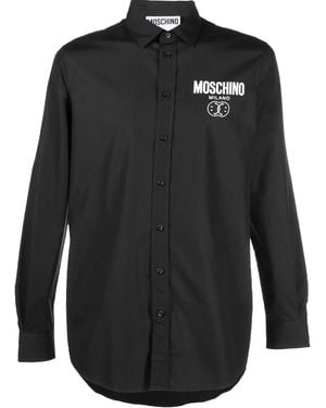 Moschino Logo-Print Long-Sleeve Shirt - Black