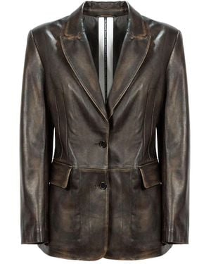 S.W.O.R.D Button Flap-Pocket Leather Jacket - Black