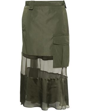 Sacai Falda Asimétrica Con Cinturón - Verde