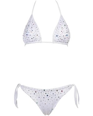 Pin-Up Stars Embellished-Tie Bikini - White