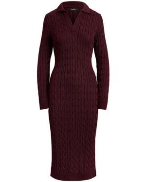 Ralph Lauren Cable-Knit Collared Midi Dress