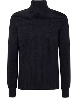 ZEGNA Pull En Maille Torsadée À Col Montant - Bleu