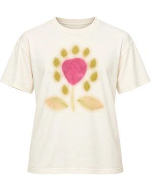 Bluemarble Hazy Leaf Flower T-Shirt - Weiß