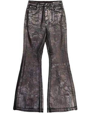 Rick Owens Crackled-Effect Flared Jeans - Grey