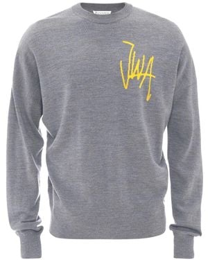 JW Anderson Intarsien-Pullover mit Logo - Grau
