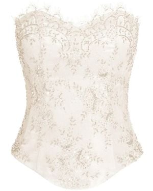 ALEXIA & ANTONIA Embellished Lace Corset - White