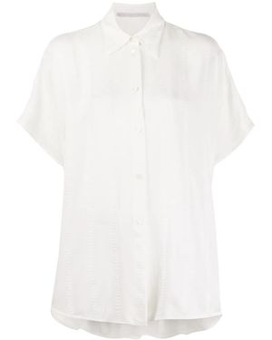 Stella McCartney Textured-Stripe Short-Sleeve Shirt - White