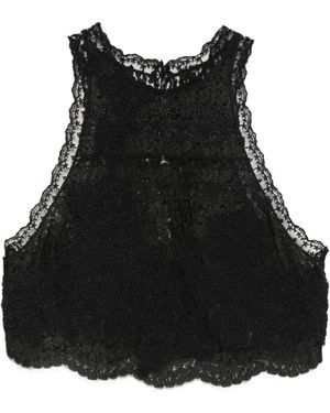 Ermanno Scervino Embroidery Tank Top - Black