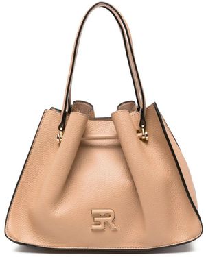ERMANNO FIRENZE Logo-Plaque Grained Leather Tote Bag - Natural