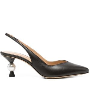 Camilla Gabrieli Margaux Faux-Pearl Slingback Pumps - Metallic