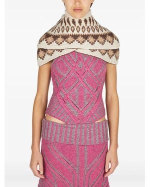 PAOLINA RUSSO Gestrickter Poncho mit Warrior Fairisle-Muster - Pink
