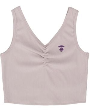 Aape By A Bathing Ape Moonface Embroidered Crop Top - Gray