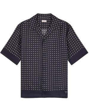 Fursac Geometric-Pattern Short-Sleeve Shirt - Blue