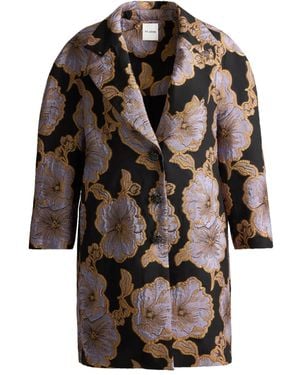 St. John Floral-Jacquard Single-Breasted Coat - Black