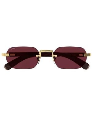 Cartier Rimless Geometric-Frame Sunglasses - Red