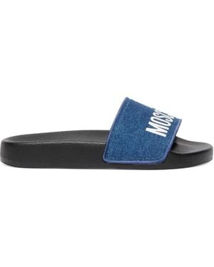 Love Moschino Logo Slides - Blue
