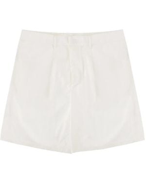 Emporio Armani Pleated Cotton Shorts - White