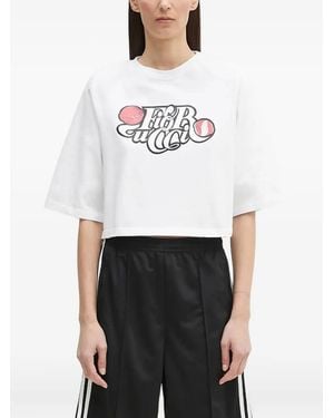 Fiorucci Graphic-Print Cropped Top - White